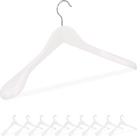relaxdays suit hangers set of 10 wide shoulders 360° swivel hooks jackets wooden coat