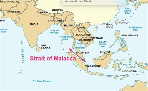 Straits Of Malacca On World Map