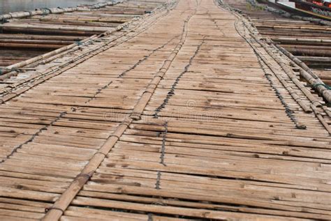 Bamboo Bridge Across The River In Sangkhlaburi Kanchanaburi Prov Stock