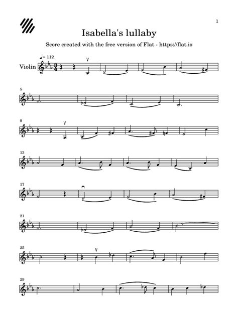 Isabella's lullaby: Violin