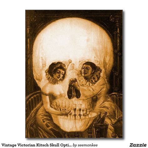 Victorian Double Image Partiers In A Skull Postcard Zazzle