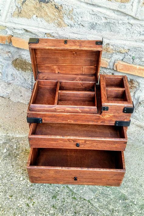 Reclaimed Wood Box With Drawers And Trays Valet Box Etsy Wood Boxes