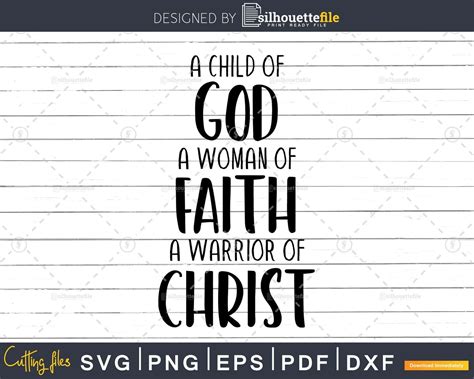 Child God Woman Faith Warrior Christ Jesus Christian Svg Png Cut Files