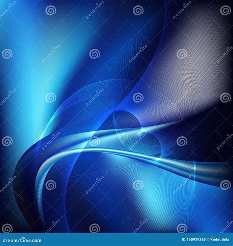 Abstract Cool Blue Wavy Lines Background Template Stock Vector