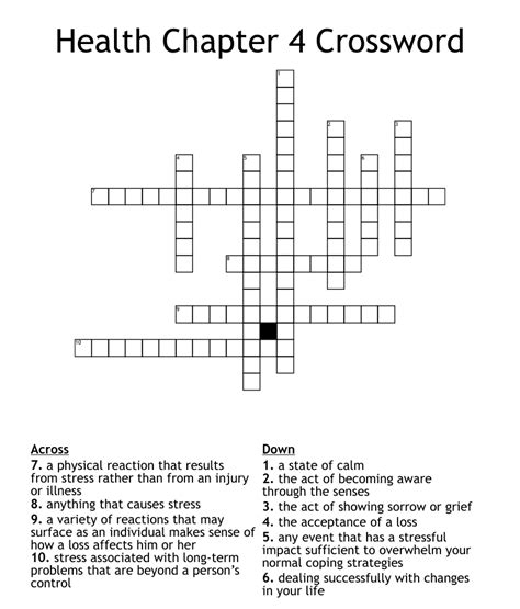 Health Chapter 4 Crossword Wordmint