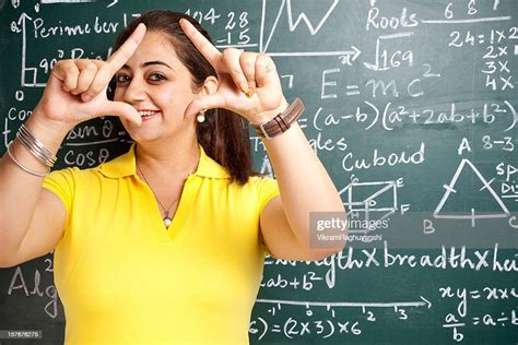 Attractive Young Cheerful Indian Mathematics Girl Teacher Classroom