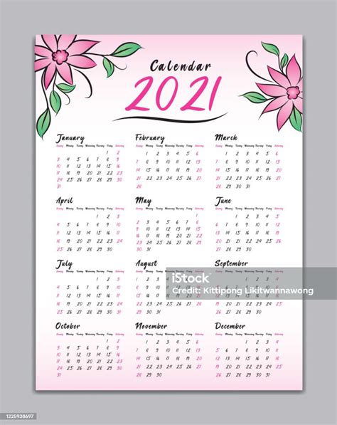 Ilustración De Plantilla Vectorial Calendario 2021 Calendario De Pared 2021 Diseño Mínimo Simple