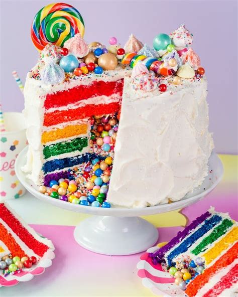 How To Make The Ultimate Rainbow Surprise Cake Recipe Cake Rainbow