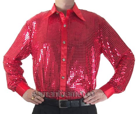 Men S Red Cabaret Stage Entertainers Sequin Dance Shirt 79 99 Michael Jackson Celebrity