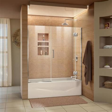 This bathtub was outdated, chipped and very difficult to clean. DreamLine Unidoor-X 58-in to 58.5-in W Frameless Chrome ...