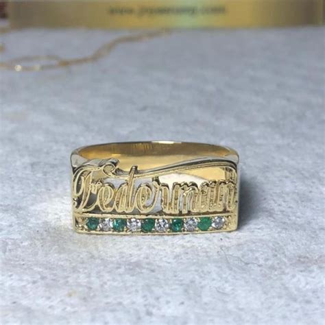 Anillo De Nombre Personalizado En Oro 18k Totalmente Garantizado 10