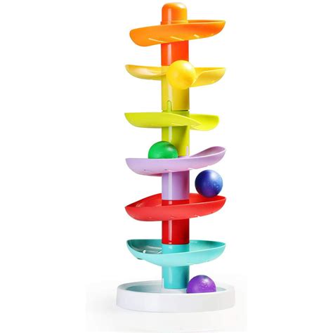 Infunbebe Ball Drop Tower Colorful Ball Run Toy With 7 Balls For