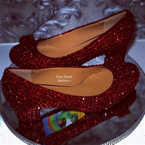 ruby red shoes crystal slippers wizard of oz dorothy low heel etsy in