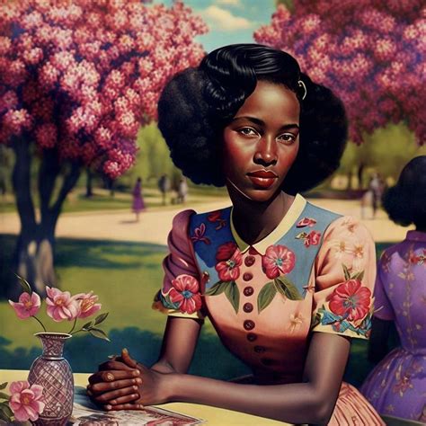 Beauty In Nature A Black Women In A Garden Oasis Painting By