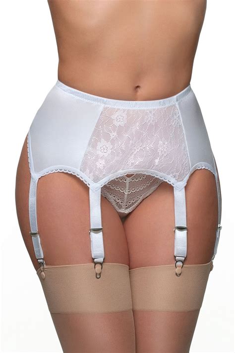 Nylon Dreams Strap Suspender Belt With Lace Front Panel