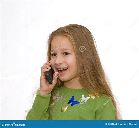 Girl With Mobile Phone Stock Photo Image Of Happy Jacket 7591264