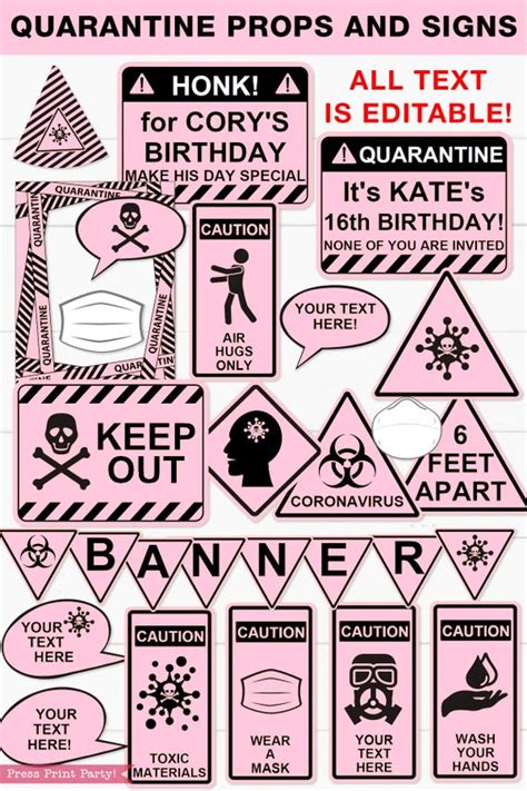 Make a birthday card online ⏩ crello make your friends and family feel happy birthday card.create your own happy birthday card in minutes. Quarantine Birthday Props and Signs, Pink - Press Print Party!