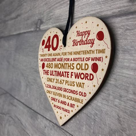 Funny Th Birthday Gifts For Men Women Wooden Heart Decoration