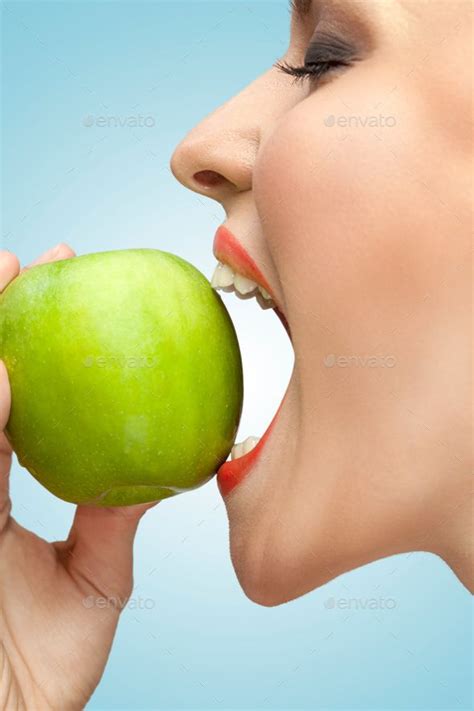 Biting Apple Mouth Photography Fruit Photography Apple