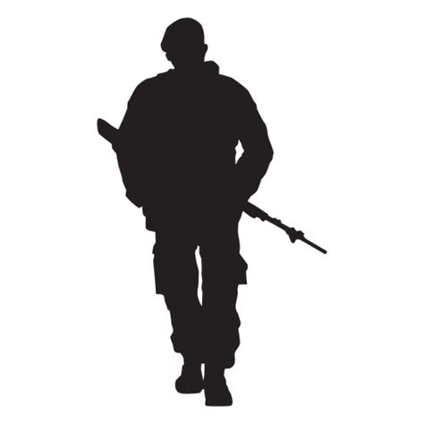 Frontal Walking Soldier With Weapon Silhouette Png And Svg Design For T