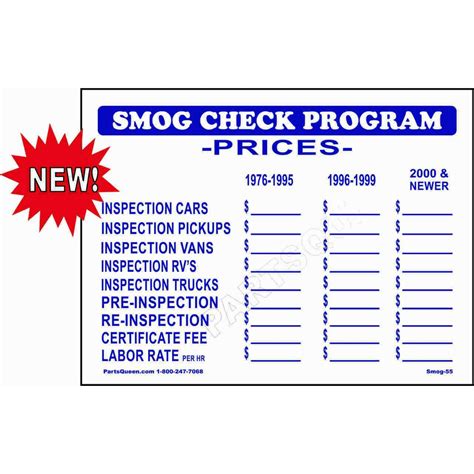New Smog Check Price Sign Smog55 Parts Queen