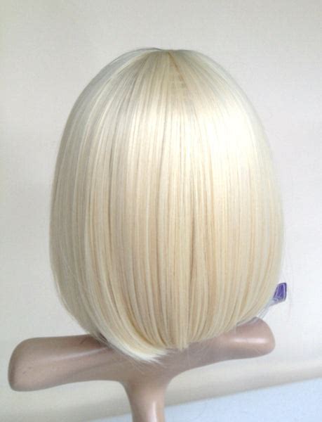 Cheap Bob Wig Lightbleach Blonde Short Bang Tressmatch