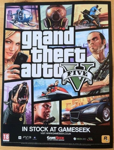 Grand Theft Auto 5 Poster Ad Print Playstation 3 Grand Theft Auto