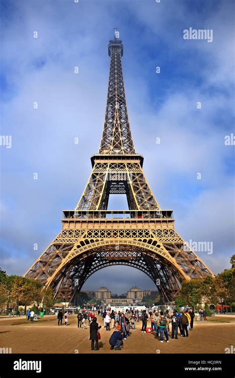 View Of The Eiffel Tower From The Side Of Champ De Mars Paris France