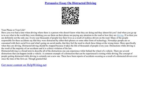 Persuasive Essay On Distracted Driving