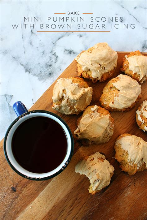 The browned butter glaze on top just makes things extra amazing! Mini pumpkin scones with brown sugar icing - Squirrelly Minds