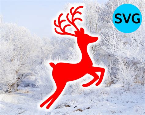 Download Reindeer SVG Silhouette cut file for Cricut, Jumping Reindeer with 4 legs and 2 antlers ...