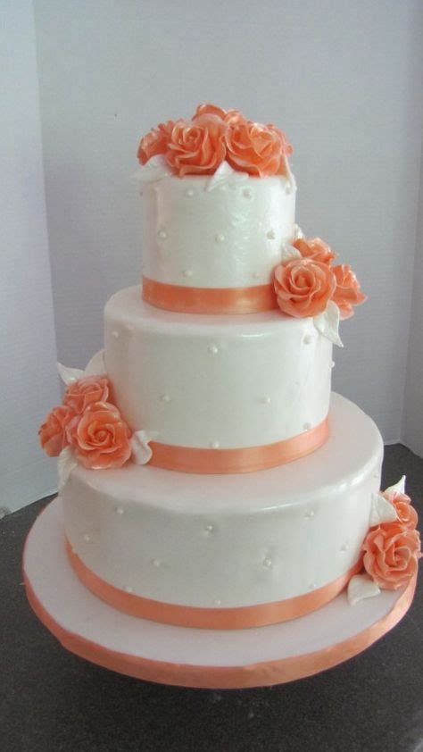 12 Peach And White Wedding Cake Ideas Cake Wedding Cakes White