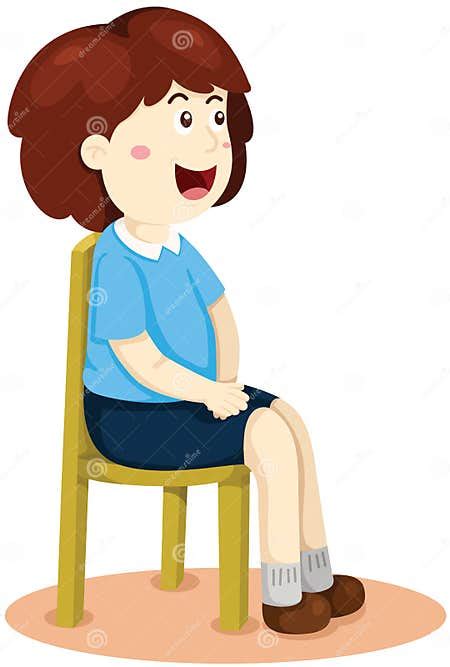 Cute Girl Sitting On The Chair Stock Vector Illustration Of Sitting