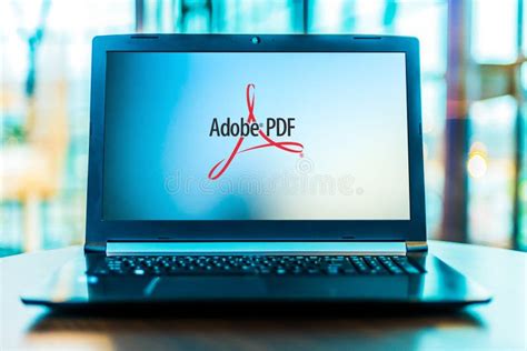 Laptop Computer Displaying Logo Of Adobe Acrobat Editorial Stock Image