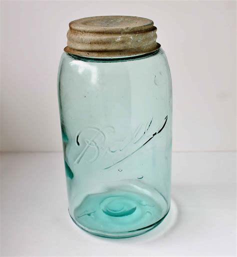 Kitchen Storage Jars And Containers Aqua Blue Vintage Atlas Ball Pint Jar