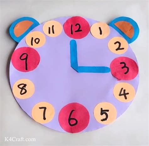 Easy Paper Clock Craft For Kids Step By Step Tutorial K4 Craft