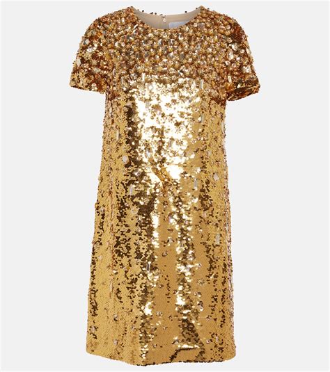 Sequined Minidress In Gold Carolina Herrera Mytheresa