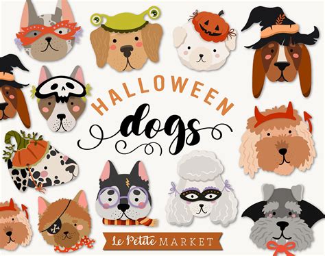Dog Png Faces Cute Dog Heads Hand Drawn Halloween Clipart Etsy Dog