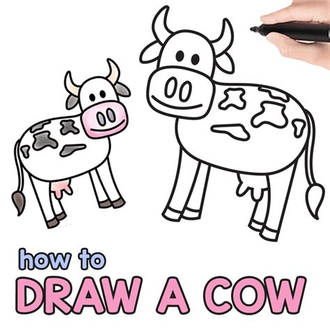 How To Draw A Cow Step By Step Cow Drawing Instructions Kids And