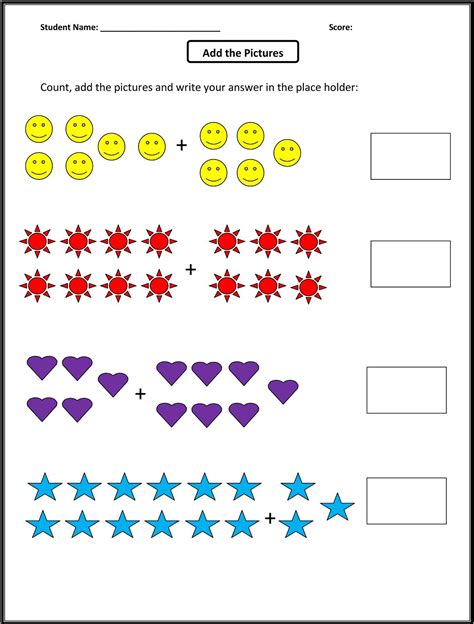 Worksheets For 1st Grade Math Activity Shelter Kindergarten Addition