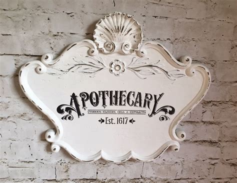 Apothecary Sign French Sign White Sign Shabby Chic Sign Farmhouse