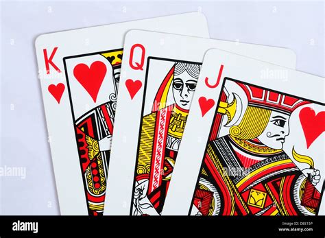 Traditional Playing Cards Jack Queen And King Of Hearts Stock Photo