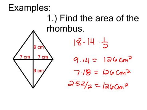 The area of the rhombus will be: 11 2Rhombus 5 Area Of A Rhombus Images - Frompo