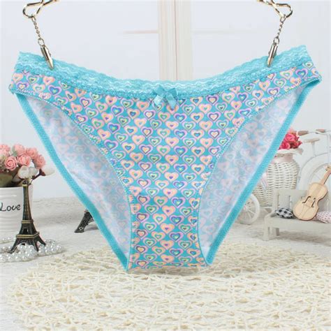 New Sexy Calcinha Female Candy Color Print With Heart Design Casual Women Cotton Underwear
