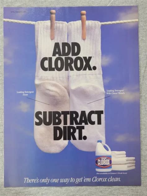 1990 Magazine Advertisement Page Clorox Bleach Socks Laundry Vintage Print Ad 799 Picclick