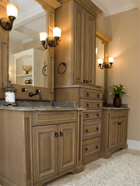 Master bathroom double vanity with center tower. Mediterranean Bathroom Design, Pictures, Remodel, Decor ...