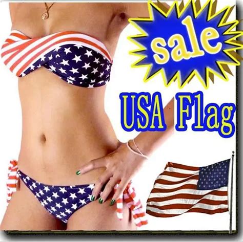 american us flag lingerie usa stars and stripes push up bandeau bikini swimsuit swimwear women