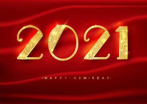 2021 Happy New Year Gold Numbers Design Premium Vector