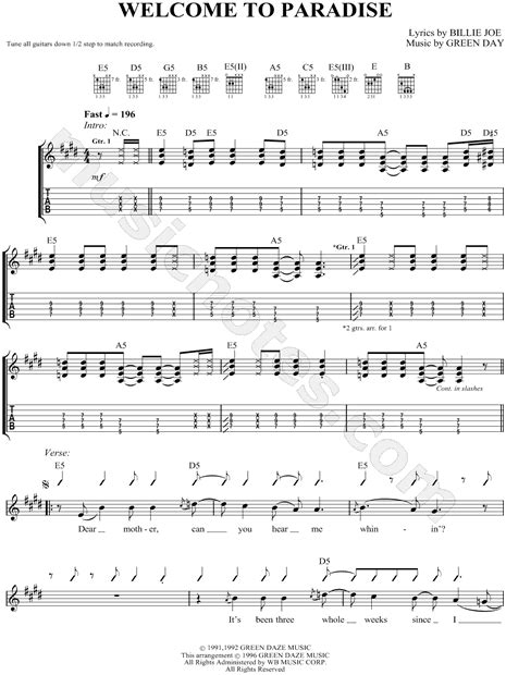 Welcome to my paradise tracklist. Green Day "Welcome To Paradise" Guitar Tab in C Major ...