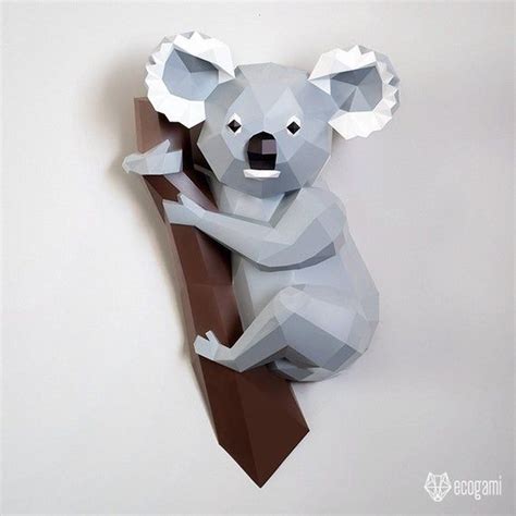 Koala Papercraft Sculpture Printable 3d Puzzle Papercraft Etsy